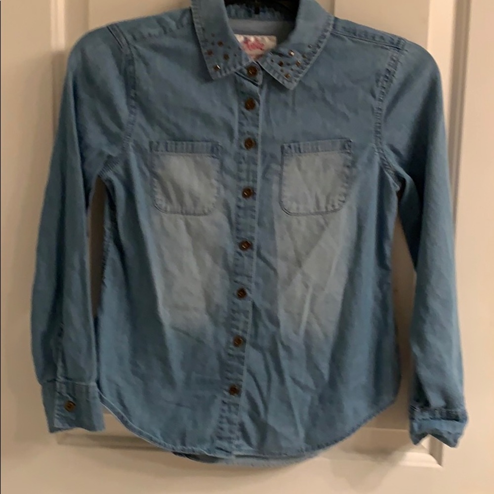 Girls Justice Faux Denim Long Sleeves Shirt